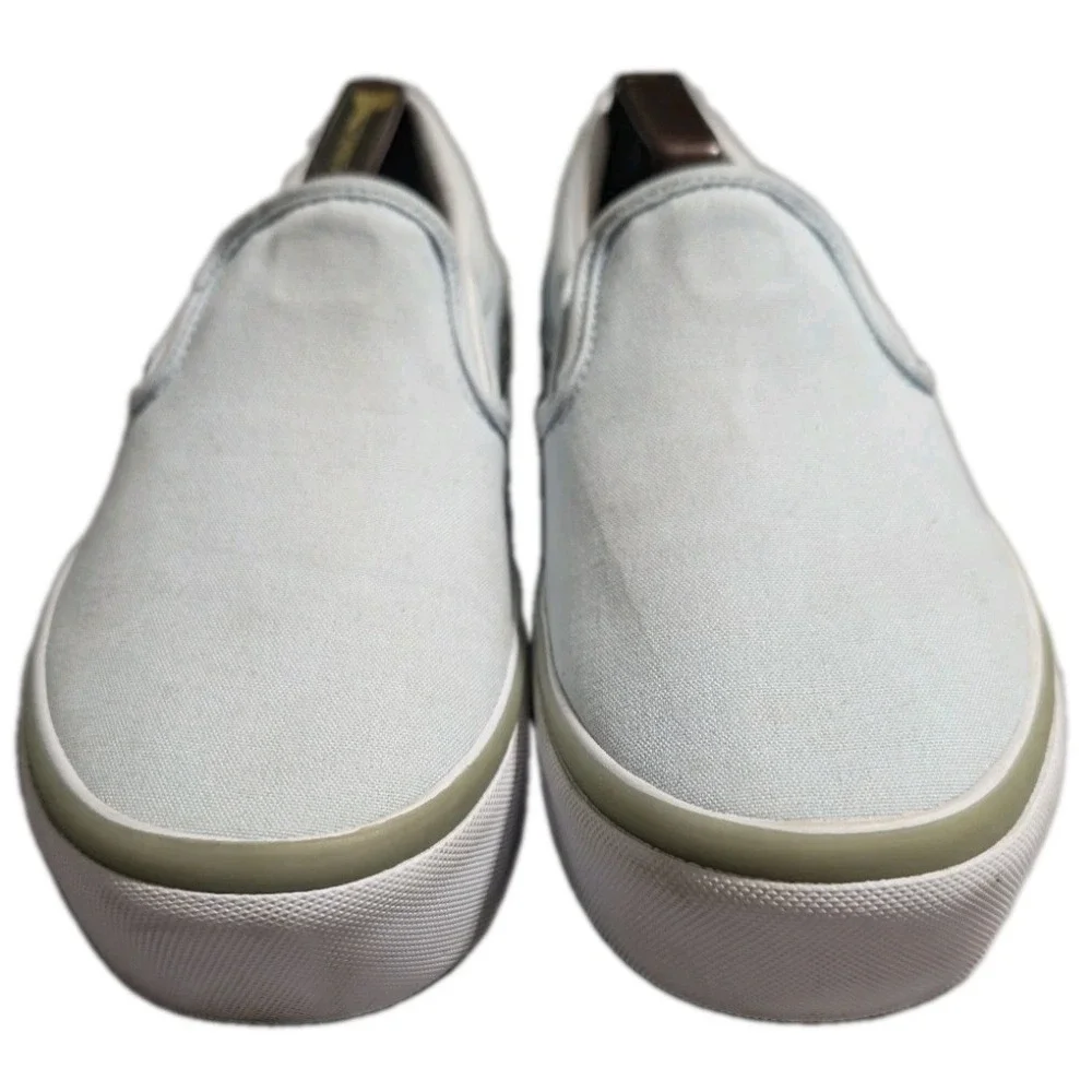 Vans Slip-On Stack Platform Shoes Mens 8 Womens 9.5 Light Blue Canvas
